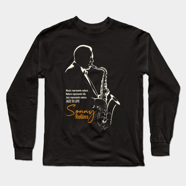 Sonny Rollins silhouette Long Sleeve T-Shirt by BAJAJU